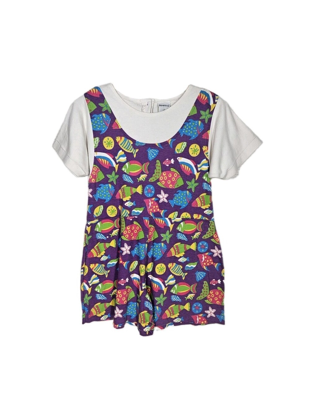 Vintage 1990s Girls Playsuit 10/12 100% Cotton Knit Shorts Romper Basic Editions